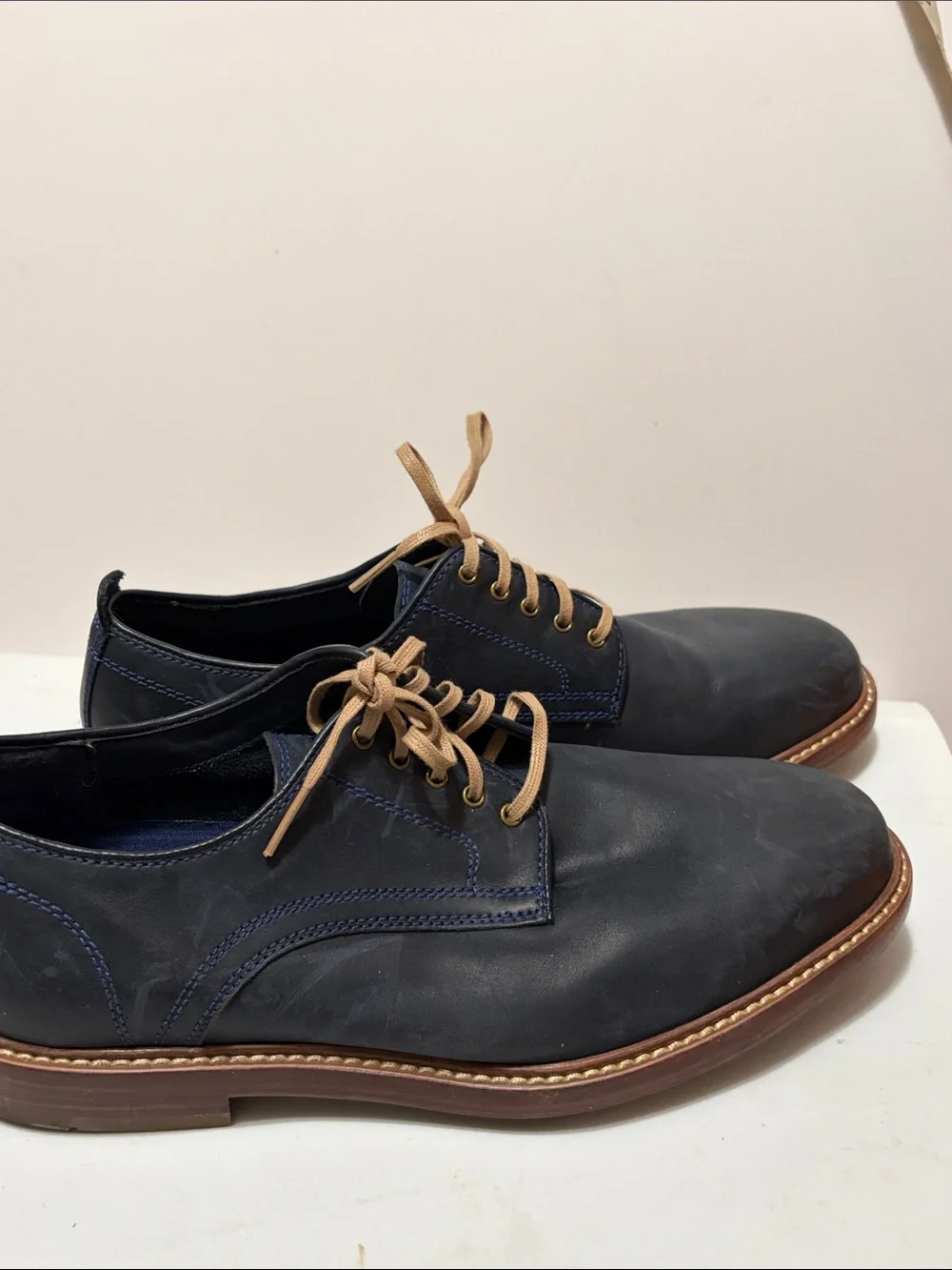 Cole Haan Men's Blue Leather Derby Shoes with Lace Up Sz 8M